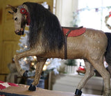 Hide Covered German Horse Pull Toy with Wagon LIGHTS UP