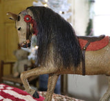 Hide Covered German Horse Pull Toy with Wagon LIGHTS UP