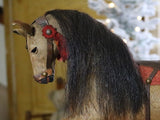 Hide Covered German Horse Pull Toy with Wagon LIGHTS UP