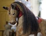 Hide Covered German Horse Pull Toy with Wagon LIGHTS UP