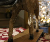 Hide Covered German Horse Pull Toy with Wagon LIGHTS UP