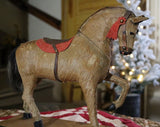 Hide Covered German Horse Pull Toy with Wagon LIGHTS UP