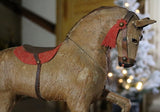 Hide Covered German Horse Pull Toy with Wagon LIGHTS UP