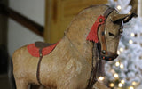 Hide Covered German Horse Pull Toy with Wagon LIGHTS UP