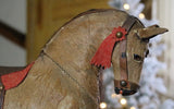 Hide Covered German Horse Pull Toy with Wagon LIGHTS UP