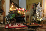 Hide Covered German Horse Pull Toy with Wagon LIGHTS UP