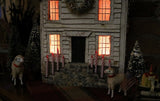 Meeting House showing Clapboard Siding with Candles Lights Up
