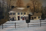 Pennsylvania House Winter Scene Oil Painting Signed