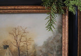 Pennsylvania House Winter Scene Oil Painting Signed