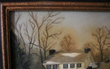 Pennsylvania House Winter Scene Oil Painting Signed