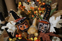 Albany Slip Crock Decorated with Halloween Pleasantries