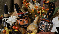 Albany Slip Crock Decorated with Halloween Pleasantries