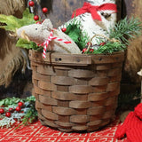 Vintage Printed Cat in Christmas Basket with Mouse