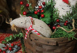 Vintage Printed Cat in Christmas Basket with Mouse