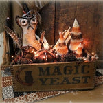Magic Yeast Box with Folk Art Handcrafted Owl