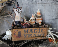 Magic Yeast Box with Folk Art Handcrafted Owl