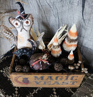 Magic Yeast Box with Folk Art Handcrafted Owl