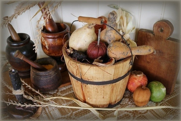 Wooden Pail Bucket filled with Autumn Pleasantries