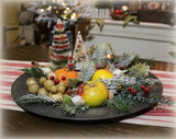 18th Century Pewter Charger Stone Fruit and Festive Holiday Greens