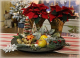 18th Century Pewter Charger Stone Fruit and Festive Holiday Greens