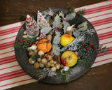 18th Century Pewter Charger Stone Fruit and Festive Holiday Greens
