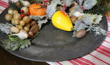 18th Century Pewter Charger Stone Fruit and Festive Holiday Greens
