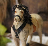 German Pull Toy Horse Cloth Covered Cream Hue