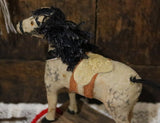 German Pull Toy Horse Cloth Covered Cream Hue