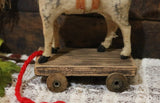 German Pull Toy Horse Cloth Covered Cream Hue