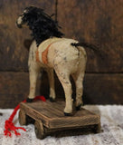 German Pull Toy Horse Cloth Covered Cream Hue
