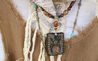 Autumn Pumpkin Primitive Necklace and Earrings