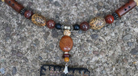 Autumn Pumpkin Primitive Necklace and Earrings