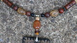 Autumn Pumpkin Primitive Necklace and Earrings