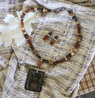 Autumn Pumpkin Primitive Necklace and Earrings