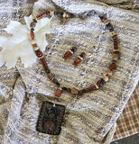 Autumn Pumpkin Primitive Necklace and Earrings