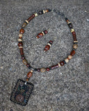 Autumn Pumpkin Primitive Necklace and Earrings