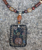 Autumn Pumpkin Primitive Necklace and Earrings