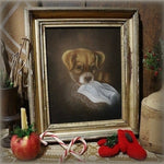 Puppy Charcoal Drawing Lemon Gold Frame 19th Century