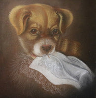 Puppy Charcoal Drawing Lemon Gold Frame 19th Century