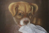 Puppy Charcoal Drawing Lemon Gold Frame 19th Century