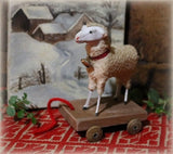 Putz Sheep Red Collar and Bell Pull Toy