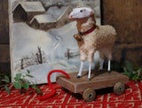 Putz Sheep Red Collar and Bell Pull Toy