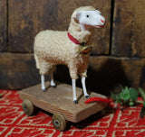 Putz Sheep Red Collar and Bell Pull Toy