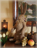 Folk Art Primitive Rabbit with Basket