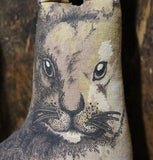 Rabbit Printed Brown Graniteware Pail Easter Gathering