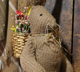 Folk Art Primitive Rabbit with Basket