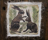 Folk Art Rabbit Painting with Marcrest Bowl Spring Gathering