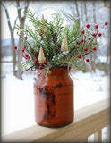Redware Storage Jar Christopher Woods with Holiday Greens