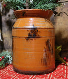 Redware Storage Jar Christopher Woods with Holiday Greens