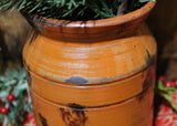 Redware Storage Jar Christopher Woods with Holiday Greens